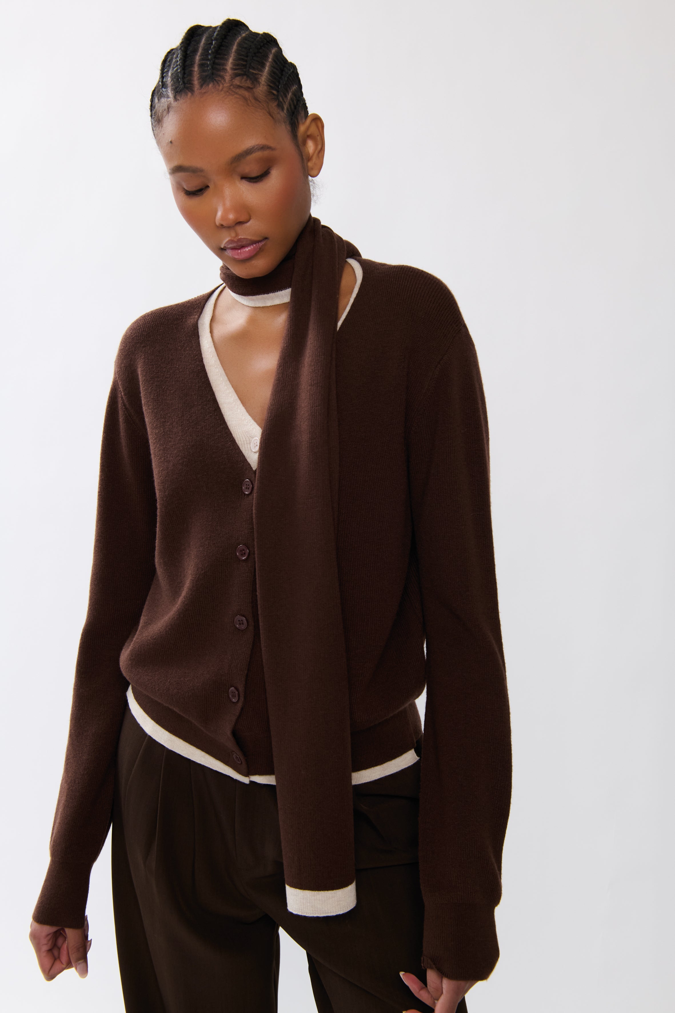 CARDIGAN + KNITTED SCARF 04BJ7898